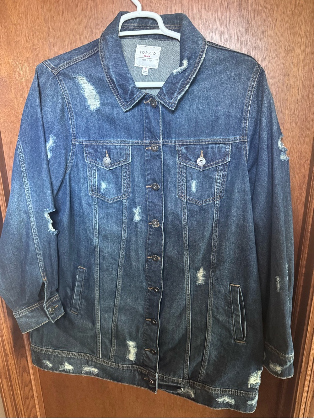 torrid Distressed Dark Indigo Denim Jacket